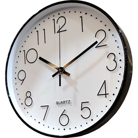 Horloge murale à quartz silencieuse moderne de 10 pouces, horloge murale numérique ronde surdimensionnée (noir et blanc) (1/5)