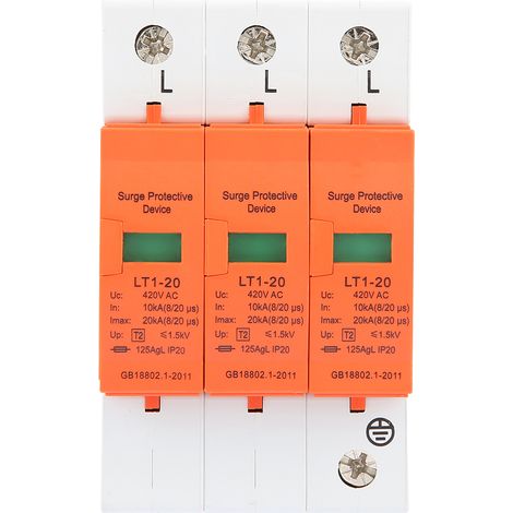 3P 10kA-20kA 420V AC House Surge Protective Low voltage Arrester Device