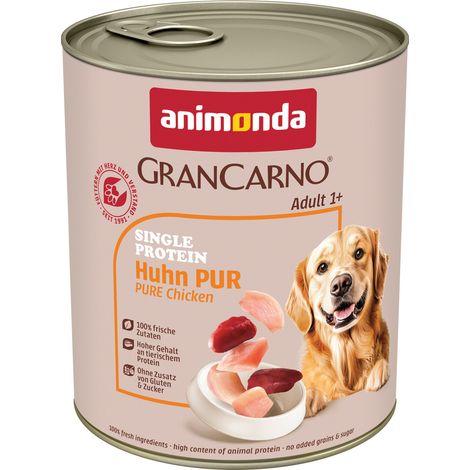Animonda GranCarno Hundenassfutter Adult Single Protein getreidefrei 800 g Huhn Nassfutter Hunde