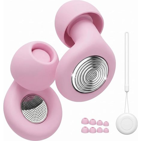 Bouchon D'oreille Pour Dormir, Boule Quies, Anti-Bruit 45dB, Bouchons Réutilisables en Silicone Souple et Ergonomiques, Adaptés Pour Dormir/Voyager/Se Concentrer/Concert,4 Tailles (XS/S/M/L)- Rose (1/5)
