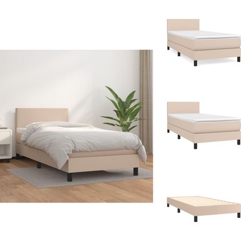 Boxspringbett Matratze Cappuccino-Braun 100x200cm Kunstleder - Boxspringbett - Doppelbett - Bettenrahmen - Kunstlederbett - Capucchino Braun (1/5)