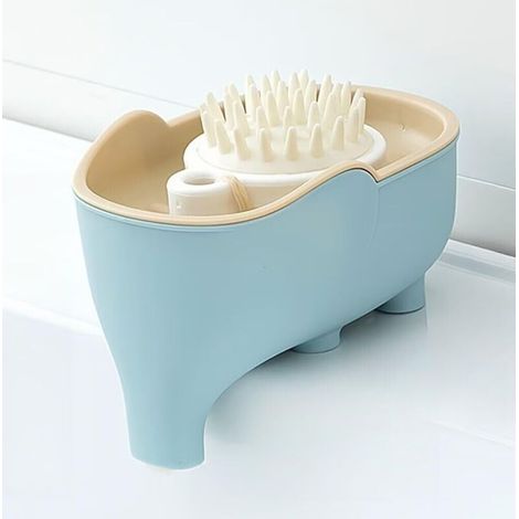 Niedlicher Elefant Seifenhalter, Seifenhalter mit Abtropffläche, Spülschwammhalter mit Wasserauffangschale, blau (1/4)