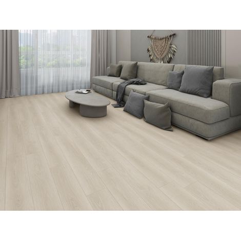 Sol PVC - Lames PVC clipsable avec sous couche intégrée- GARANTIE 20 ans -Ep. 5,5 mm- Bois blanchi - Dimensions L 122 cm x l 23 cm (1/5)