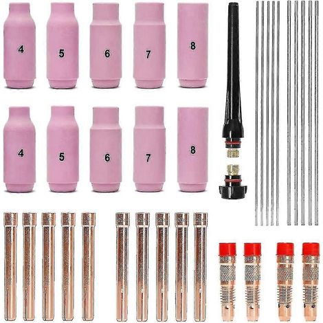 Kit d'accessoires de soudage TIG, manchons adaptateurs + boîtier + buses en céramique + électrodes en tungstène pour -26 (1/5)