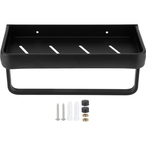 Étagère de salle de bain en aluminium de 30cm, support de rangement creux mural, organisateur de panier (monocouche avec tige) (1/5)