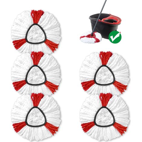 Lot de 5 têtes de balai de rechange compatibles avec les serpillères triangulaires pivotantes, microfibre, lavables en machine et faciles à remplacer