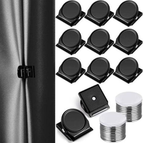Lot de 10 aimants pour rideaux d'extérieur, pour rideaux intérieurs et extérieurs, pour éviter les fuites sur terrasse, moustiquaire, cabane, gazebo (noir) (1/4)