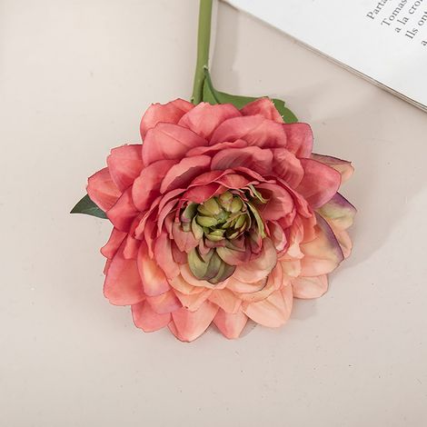 Dahlia Artificielle - Fleur Unique En Tissu - Décoration Intérieure Et Extérieure - 1 Pièce (1/4)