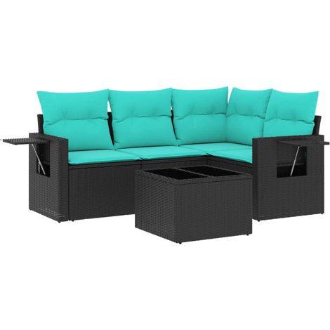Maison Exclusive - Set Divani da Giardino 5 pz con Cuscini Nero in Polyrattan
