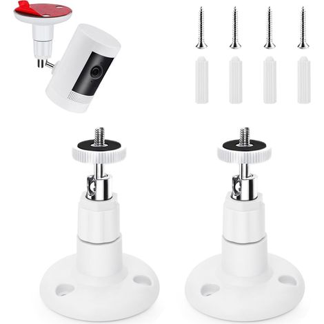 Confezione da 2 staffe di montaggio a parete per Ring Stick Up Cam, Ring Outdoor Cam Plus e Ring Indoor Cam  Supporto girevole a 360° per parete o soffitto, non richiede foratura, resistente alle inte