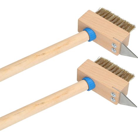 KOTARBAU Lot de 2 brosses à joints de 40 mm avec poils en acier - Brosse anti-mauvaises herbes - Brosse en acier - Gratte-joints avec poils en acier pour pavés avec manche de 120 cm (1/4)
