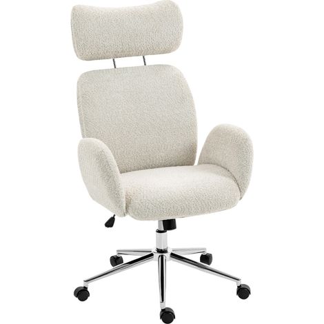 Silla de escritorio ergonómica gris claro con reposacabezas regulable (1/5)