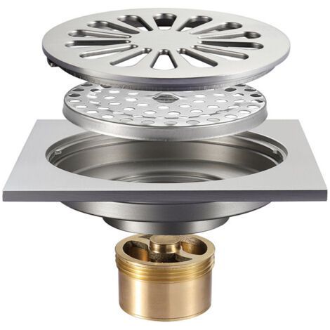 Floor drain - Bathroom floor drain - Thickened balcony floor drain - Anti-blocking, anti-insect and anti-odor kitchen floor drain 100 × 100 mm (1/5)