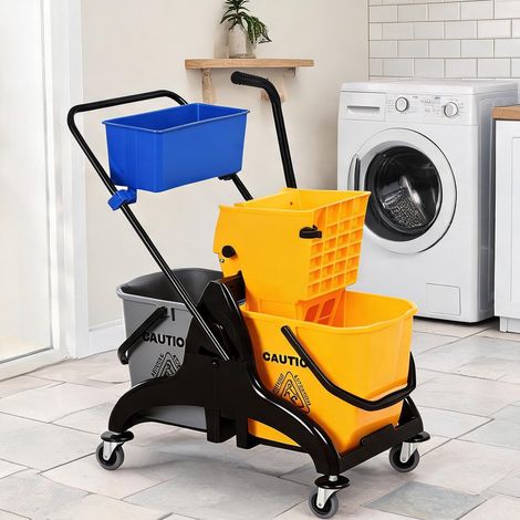 SunJet Chariot de ménage chariot de lavage essoreuse latérale seau - Réf. PUNOSCM6H6J3 (1/5)