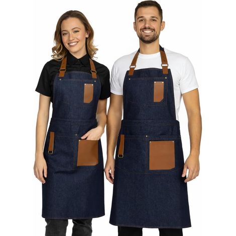 GERARD Tablier Barista et Chef Unisexe – Réglable avec Poches et Finitions en Cuir Végan – Parfait pour Cuisine Pro, Café, Gril et Restaurant (1/5)