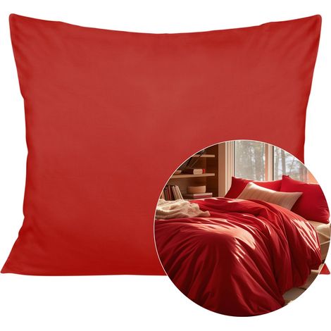 Kissenbezug aus Baumwollsatin, 50 x 80 cm, einfarbig rot (1/5)