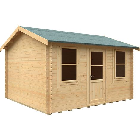 14x12w The Skipton Plus 44mm Cabin - L415 x W355 x H282.9 cm - Solid Wood/Softwood/Pine - Natural