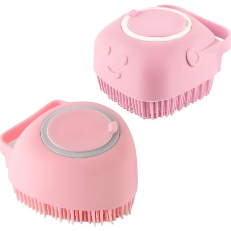 Brosses pour l'entretien du pelage, brosse de toilettage, peigne, brosse de bain, brosse pour chiot, peigne pour sous-poil, brosse à poils courts (rose) (1/5)