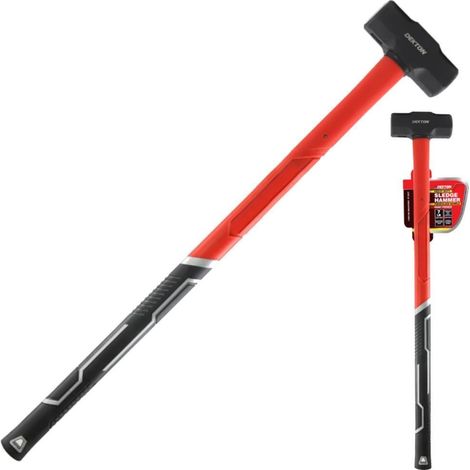 Dekton 7lb Carbon Steel Long Sledge Hammer Fibreglass Grip Handle 3.15kg