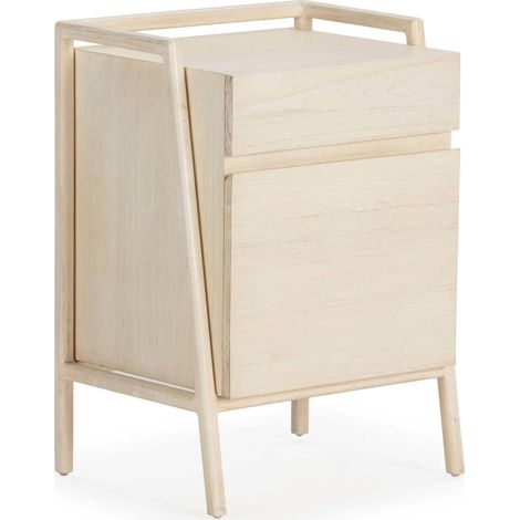 Chevet élégant Bois de cèdre Blanc Voilé - Blanc Voilé Bois de Cèdre (1/5)