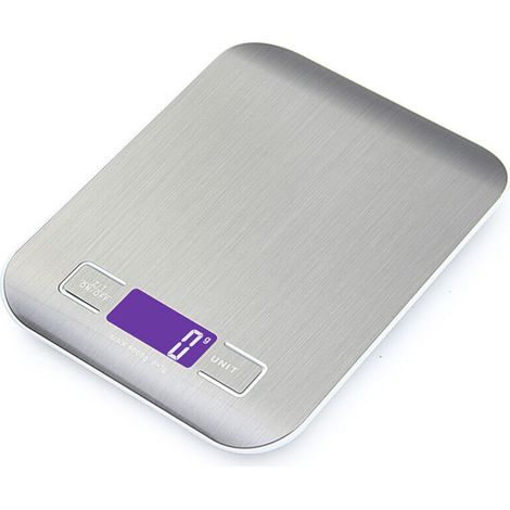 Electronic kitchen scale 5 kg/1 g Stainless steel digital scale with LCD screen and tare function, scale with 4 units of measurement, food weighing for cooking and baking (1/5)