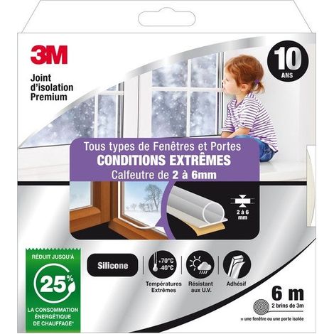 Tür-/Fensterdichtung, sehr schlechter Zustand, Premium, 2 bis 6 mm x 6 m, transparent 3M