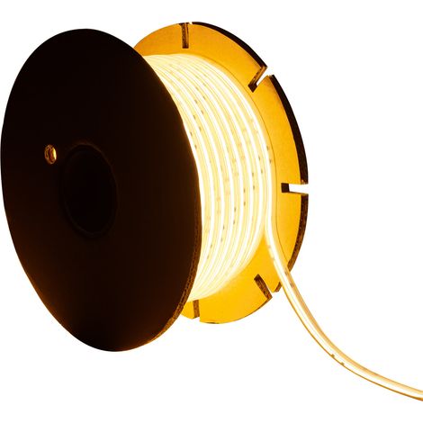 Ruban LED Dimmable 220V COB Auto-Redressement 320 LED/m BOBINE 50m 14W/m 1120lm/m SILICONE FLEX Largeur 10mm Coupe 25cm IP65 2700K Blanc chaud (1/2)