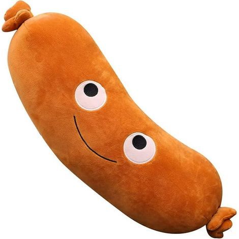 Coussin en peluche en forme de saucisse (50 cm), motif dessin animé, doux et amusant, idéal pour décorer un canapé ou un canapé. Un jouet mignon pour enfants et une décoration pour la maison. (1/5)