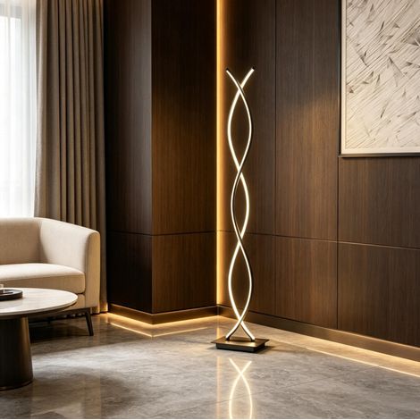 Lampadaire LED double spirale 28 W noir aluminium et acrylique OKWISH (1/5)