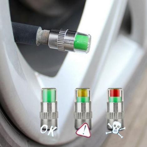 Moniteur de pression d'air des pneus de voiture, 4 pièces/ensemble, Valve d'indicateur d'alerte à 3 couleurs (1/5)