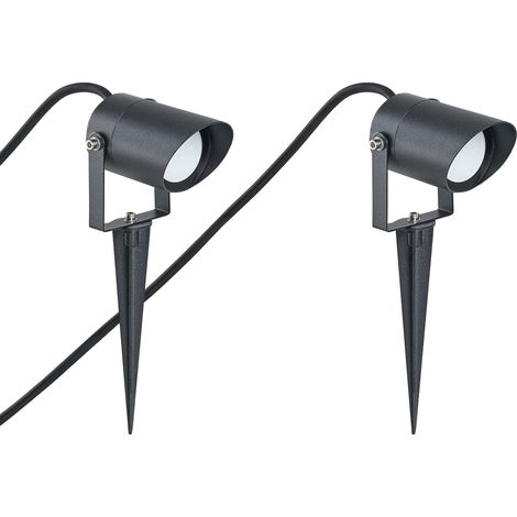 Lot de 2 Spots d'Extérieur LED Modernes à Piquet en Aluminium Noir Jardin Lussa (1/5)