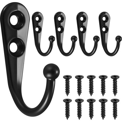 5 Pcs Patère Murale Vintage en Métal PorteManteau Rétro Noir avec Crochets et Vis pour Chambre et Salle de Bain (1/5)