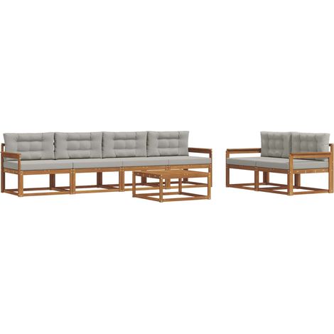 Conjunto de sofás de exterior 7 pcs Gris Natural y Claro vidaXL (1/5)