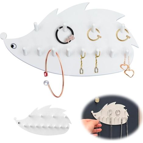 Schmuckhaken und Wandregale – 2 wiederverwendbare Teile mit 12 Wandhaken zur Aufbewahrung von Schmuck, geeignet für Ohrringe, Halsketten und Ringe, Geschenk für Mädchen und Frauen (1/4)