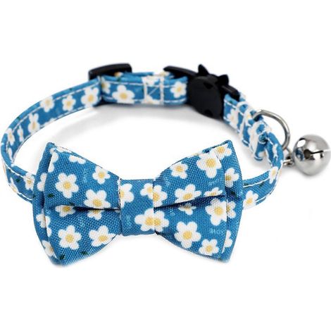 Collier pour chien Pets Printed Beautiful avec clochette et boucle - Confortable et sûr - Petites fleurs blanches (1/5)