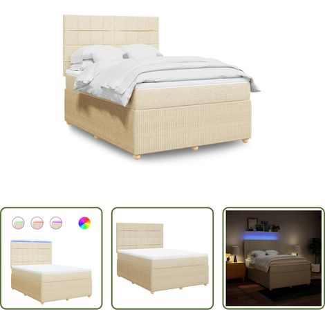 vidaXL Sommeil réparateur - Sommier à lattes de lit avec matelas Crème 140x190 cm Tissu (1/5)