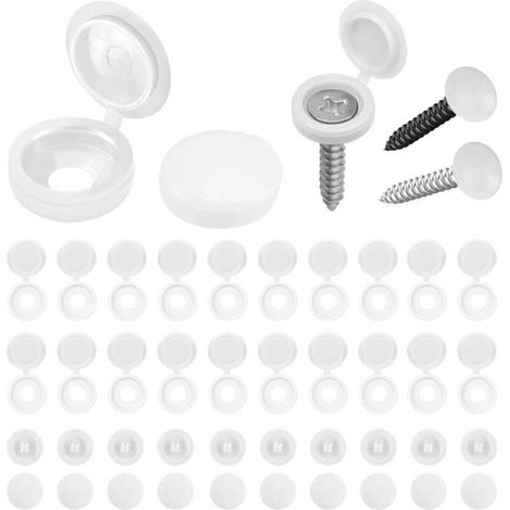 Dadi autobloccanti - 100 pezzi - Plastica bianca - 17 mm (per viti da 6 cm) - 12 mm (per viti da 3-4 cm) (1/4)