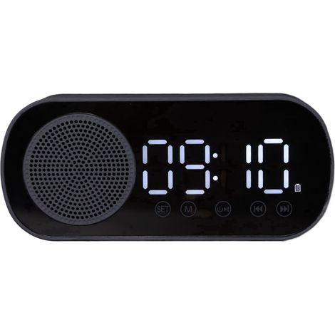 Digitaler Wecker mit FM-HiFi-Radio, wiederaufladbarem Bluetooth 5.0-Lautsprecher und Spiegel für Reisen und zum Lesen. (1/5)