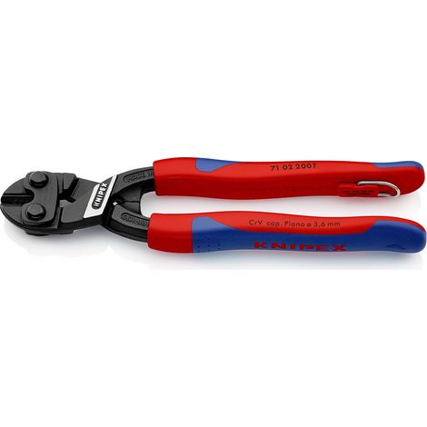 KNIPEX 71 02 200 T BK CoBolt® Tronchese a doppia leva rivestiti in materiale bicomponente, forma affusolata, con anello di fissaggio incorporato per agganciare una protezione anticaduta atramentata ne (1/3)