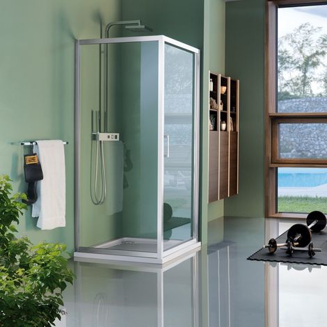 Samo - Paroi de douche fixe 97-99 cm Ht.195 cm profilé chromé brillant verre transparent - Cee Art