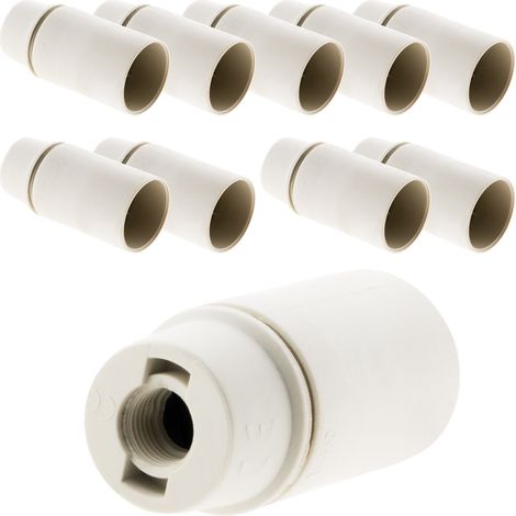Zenitech – Lot de 10 douilles E14 thermoplastique lisse blanc – Culot E14 – Résistant aux températures élevées – Pour ampoules LED et halogènes