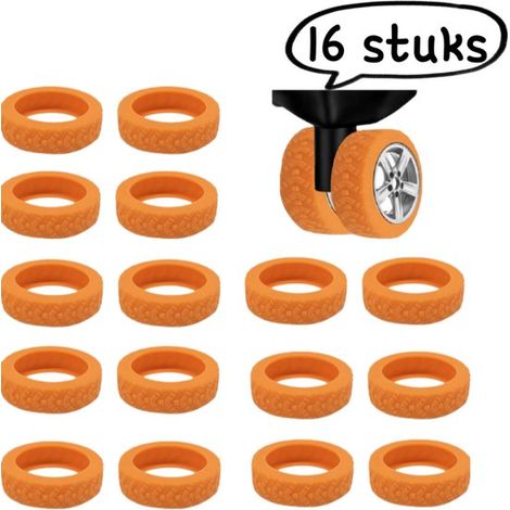 Ensemble de 16 pièces - Housses de roues universelles - Housses en caoutchouc pour roues de bagages - Valise de voyage silencieuse - Housse de protection pour valises à roulettes, silicone de remplace (1/5)