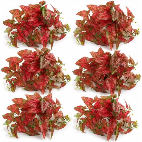 Pack of 6 x 30cm Artificial Trailing Red Caladium - Premium Quality (1/5)