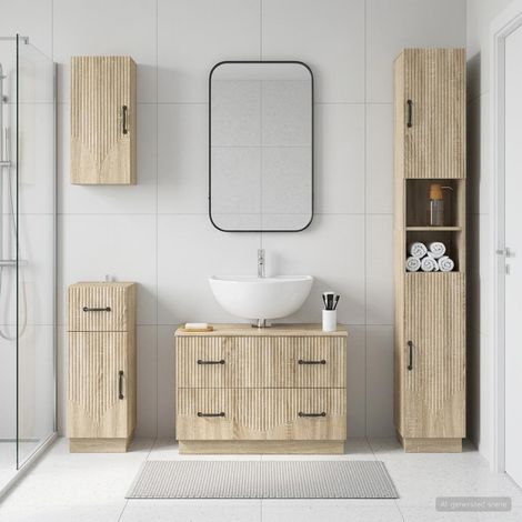 vidaXL 4 Piece Bathroom Cabinet Set HOORN Sonoma Oak Engineered Wood (1/5)