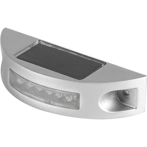 Lampe solaire extérieure étanche à 6 LED en aluminium, blanche, pour allée et jardin. (1/3)