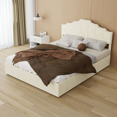 Letto matrimoniale struttura letto 140x200 beige OKMYHOME