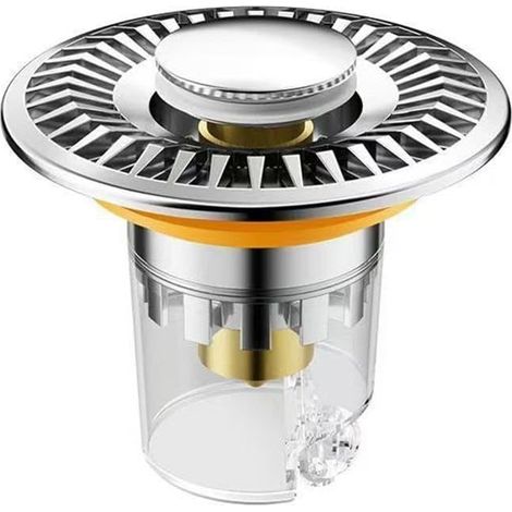 Bouchon de vidange d'évier pop-up de 60 mm avec grand filtre et bloc pour lavabos de salle de bain et de cuisine (1 pcs) (1/5)