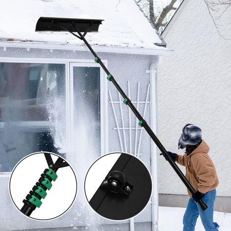 Jiubiaz Rastrillo para nieve extensible 131-480 cm, Quitanieves de aluminio para tejados con cuchilla de 70 cm y 4 varillas ajustables (1/5)