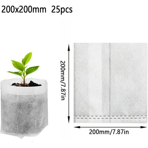 Sacs de semis biodégradables (200 x 200 mm) - Sacs de culture non tissés et respirants pour potager, jardin et pépinière - Offre spéciale (1/4)