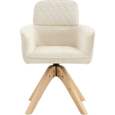 Set de 2 sillas de comedor giratorias 360° en tejido acolchado crema con patas de madera MODENUIT (1/5)